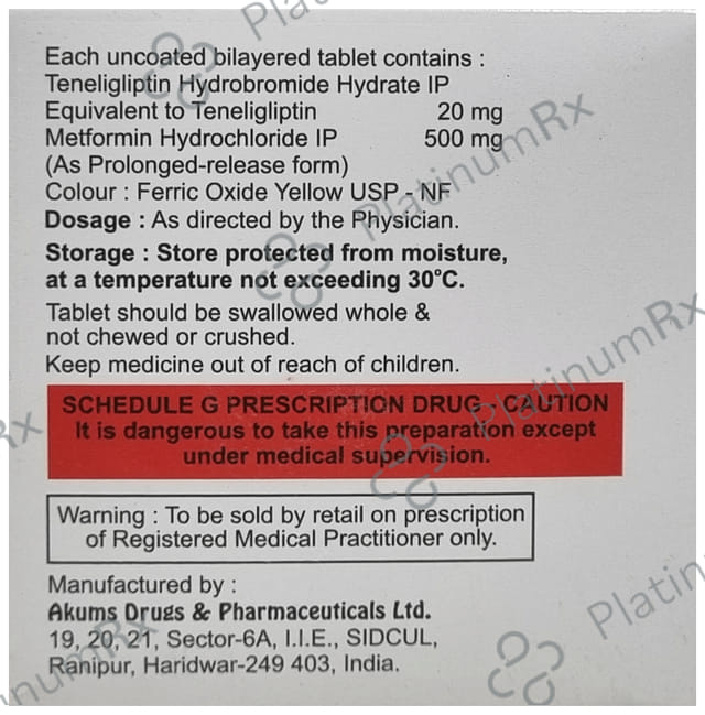 Teneliglip M 500/20mg Tablet PR 10s