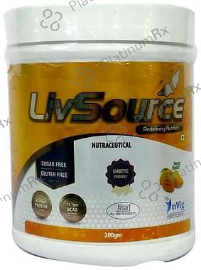 LivSource Powder with Protein & BCAA for Muscle Growth - Sugar & Gluten Free - Flavour Mango 200 Powder