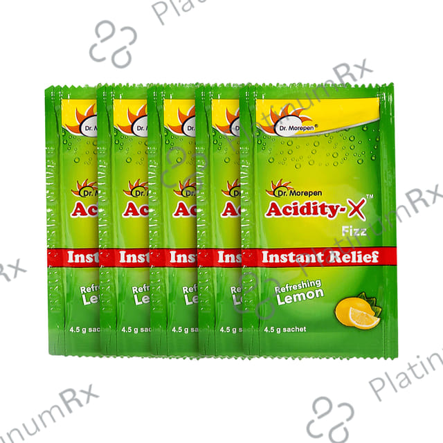Dr. Morepen Acidity-X Fizz Instant Relief Sachet (4.5gm Each) Refreshing Lemon 5 Sachets