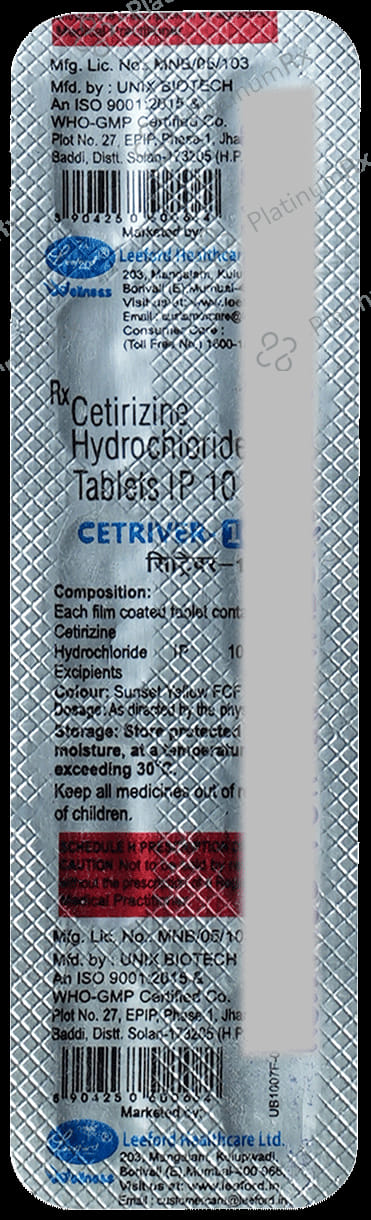 Cetriver 10mg Tablet 10s