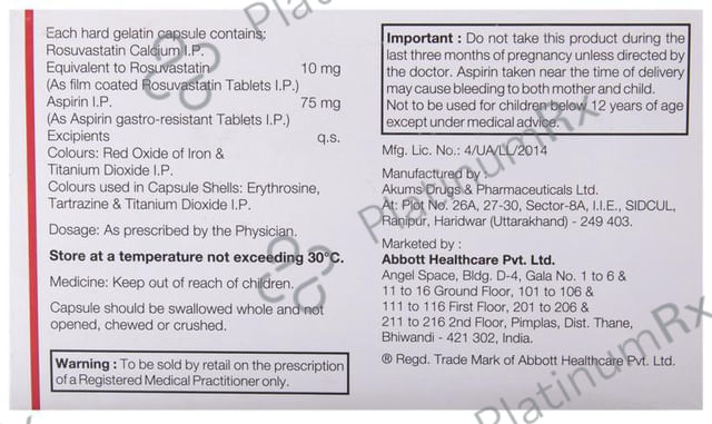 R2 ASP 75/10mg Capsule 10s