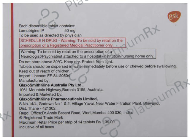 Lamictal 50mg Tablet DT 14s