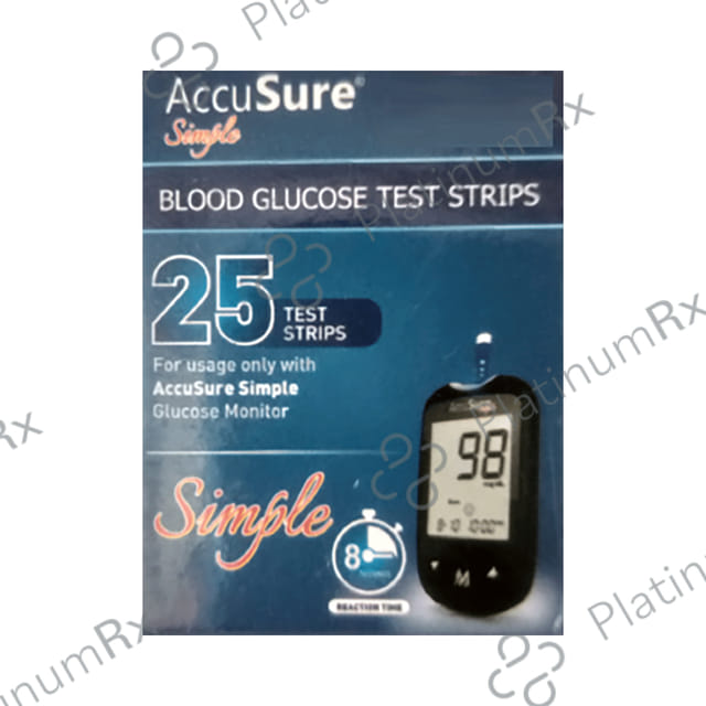 AccuSure Simple Blood Glucose Test Strip (Only Strip) 25 Test