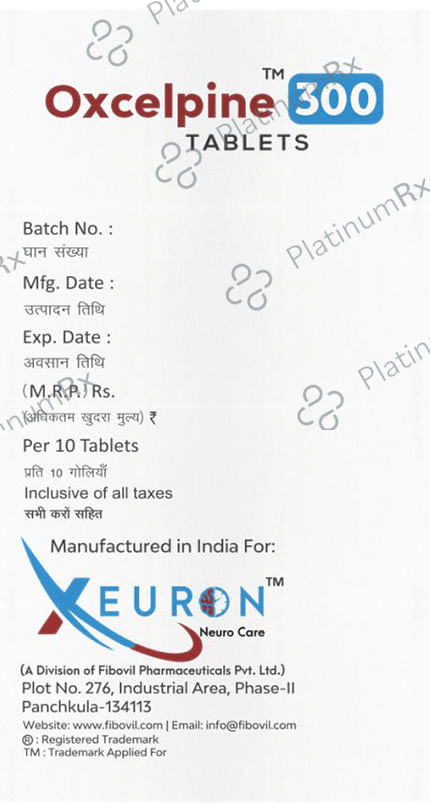 Oxcelpine 300mg Tablet 10s