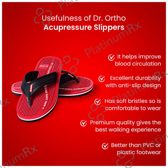 Dr Ortho Pain-Free Acupressure Slipper Black & Red 10