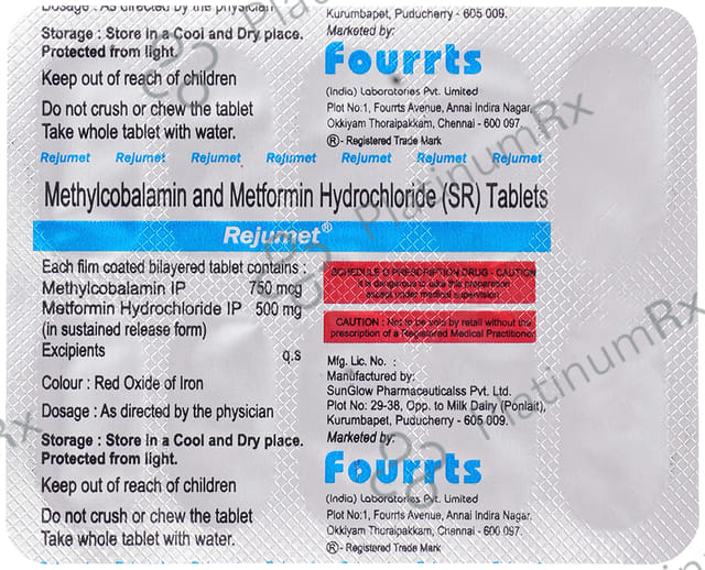 Rejumet 500mg/750mcg Tablet SR 10s
