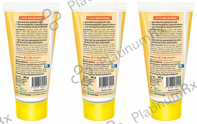 DentoShine Gel Toothpaste for Kids (80gm Each) Mango