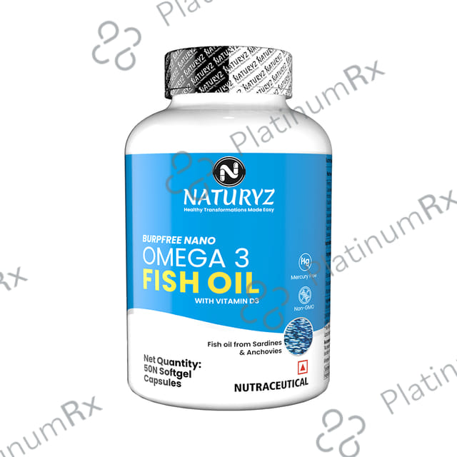 Naturyz Burpfree Nano Omega 3 Fish Oil with Vitamin D3 Softgel Capsule 50 capsules