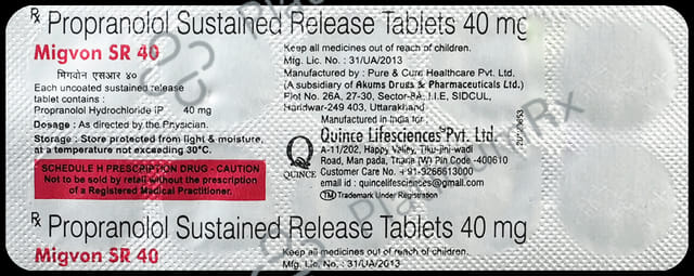 Migvon SR 40mg Tablet 10s