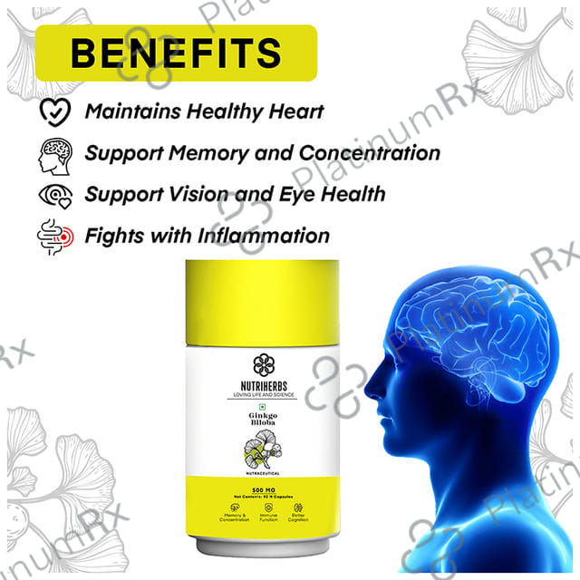 Nutriherbs Ginkgo Bilobo 500mg Capsule with Brahmi