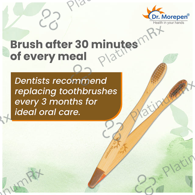 Dr. Morepen Organic Bamboo Toothbrush Adult 1 Medium & 1 Soft Orange & Brown
