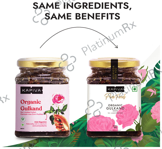 Kapiva Pure Foods Organic Gulkand - Sun-Cooked Damask Roses & Mishri