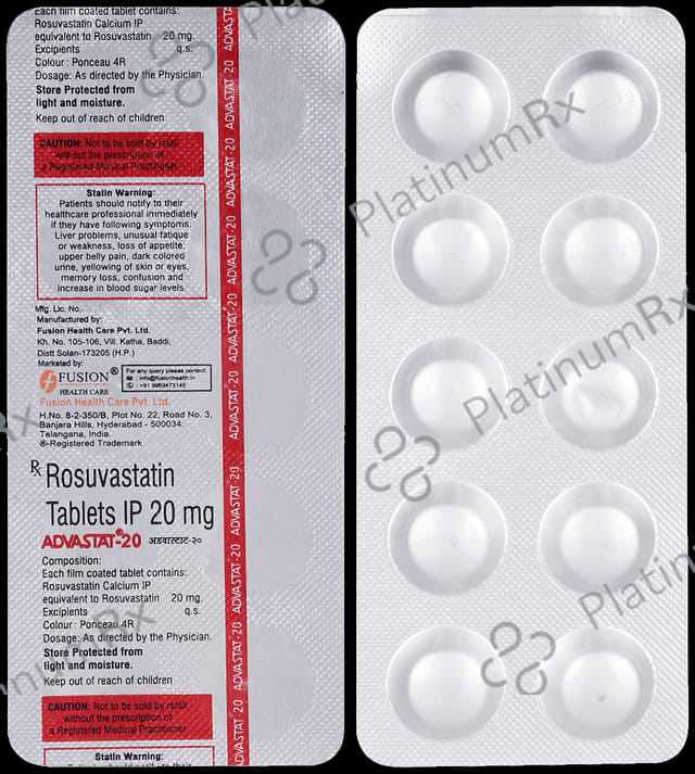 Advastat 20mg Tablet 10s