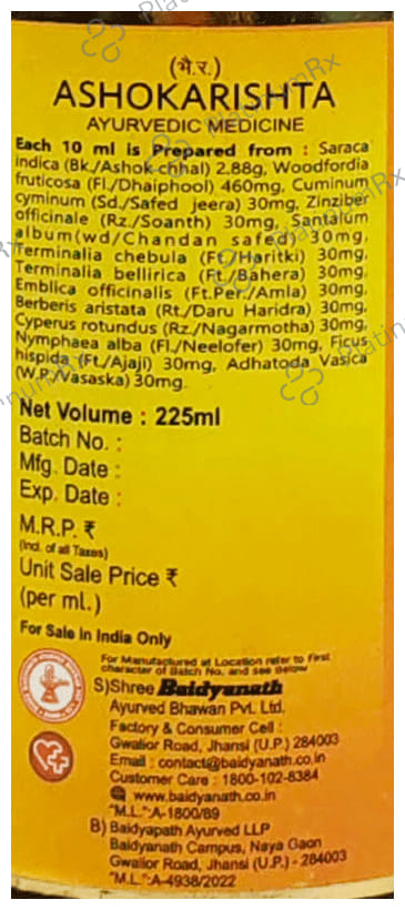 Baidyanath (Jhansi) Ashokarishta Women's Health Tonic 225 ml