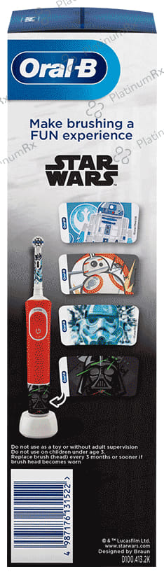 Oral-B Kids Electric Rechargeable Toothbrush (for 3+ Years) Star Wars