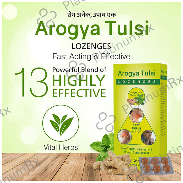 Arogya Tulsi Lozenges (6 Each) Ginger Mint 10 strips