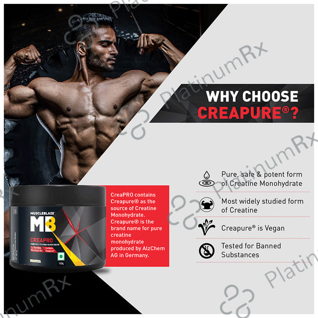 MuscleBlaze Creapro Creatine - With Creapure for Lean Muscles, Energy & Strength - Unflavoured