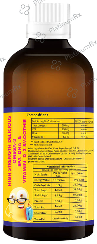NRG Life Brainii High Strength Omega 3 Syrup Mango