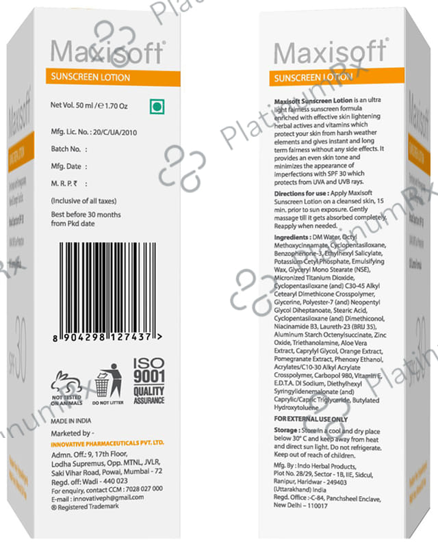 Maxisoft Sunscreen SPF 30 Lotion 50ml