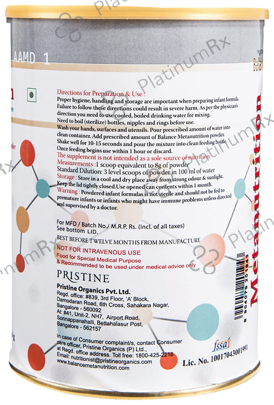Pristine Balance Metanutrition AAMD 1 Powder (Upto 3 Years) Unflavoured