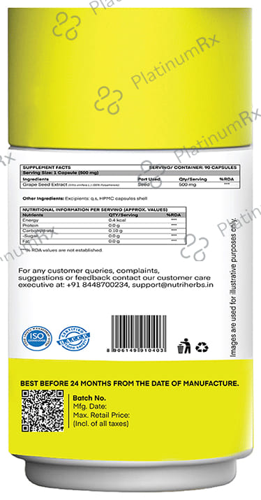 Nutriherbs Grapes Seed Extract 500mg Capsule