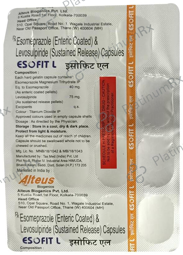 Esofit L 75mg/40mg Capsule SR