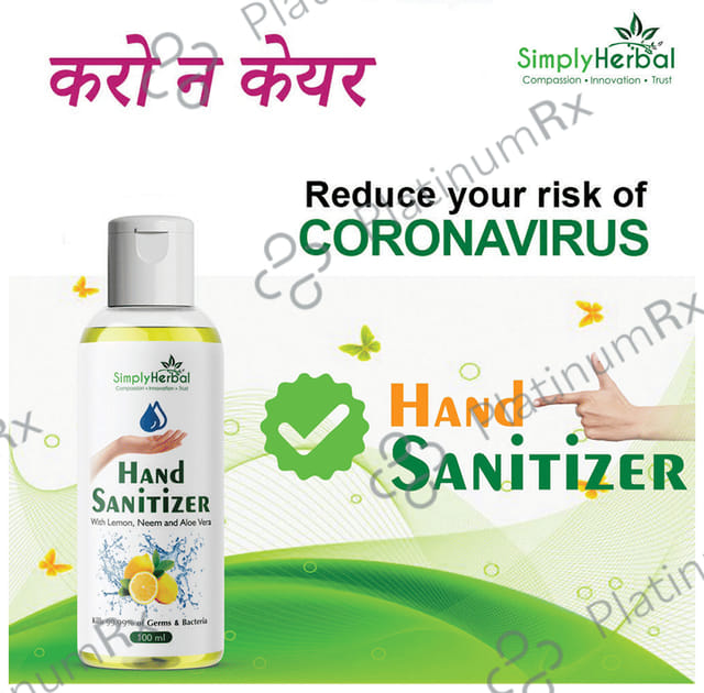 Simply Herbal Hand Sanitizer with Lemon,Neem & Aloevera Kills 99.99% Germs & Bacteria Sanitizer