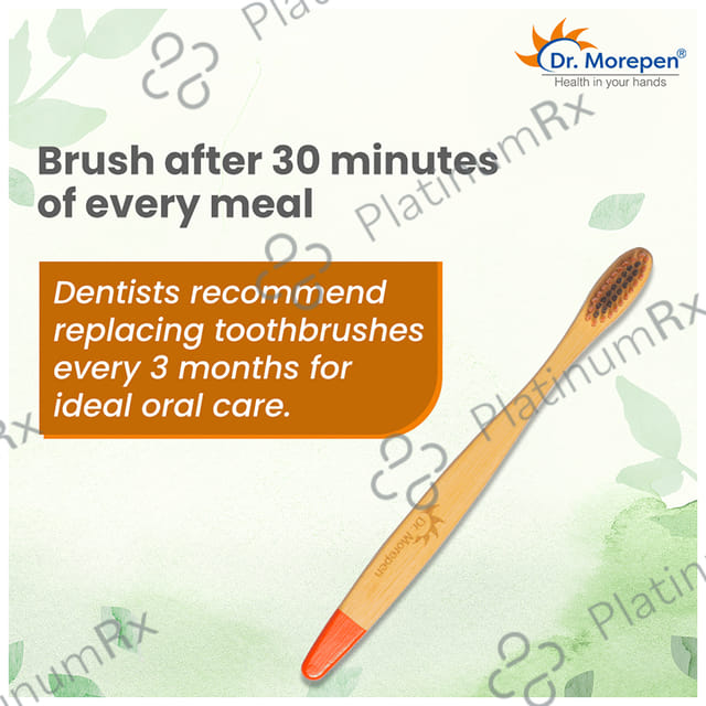 Dr. Morepen Organic Bamboo Toothbrush Adult Medium Orange