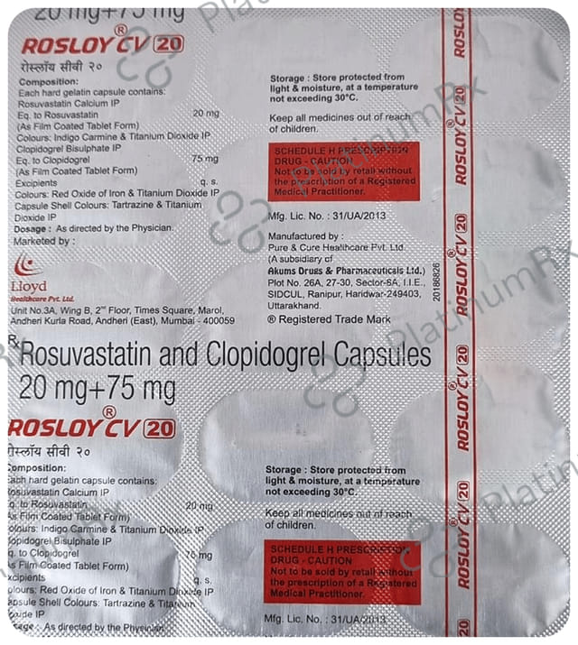Rosloy CV 20/75mg Capsule 15s