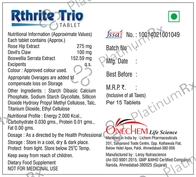 Rthrite Trio Tablet 15s