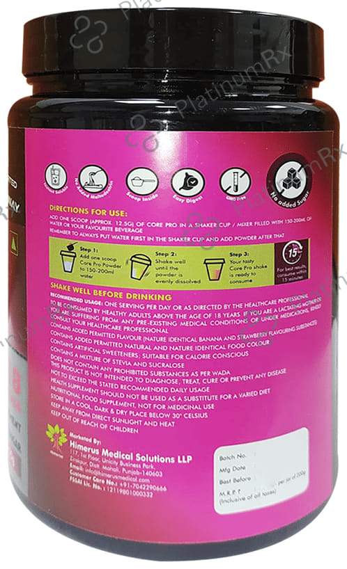 Core Pro Whey Protein Banana Strawberry Flavour Powder 200gm