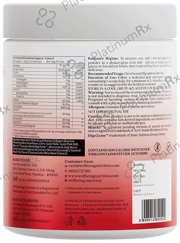 Wellbeing Nutrition Glow Marine Collagen for Skin Health Tropical Bliss