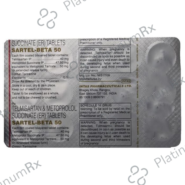Sartel Beta 50/40mg Tablet ER 15s