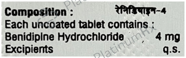 Renidipine 4 Tablet