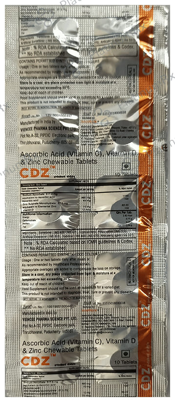 Innovcare's CDZ Chewable Tablet Delicious Orange 10s
