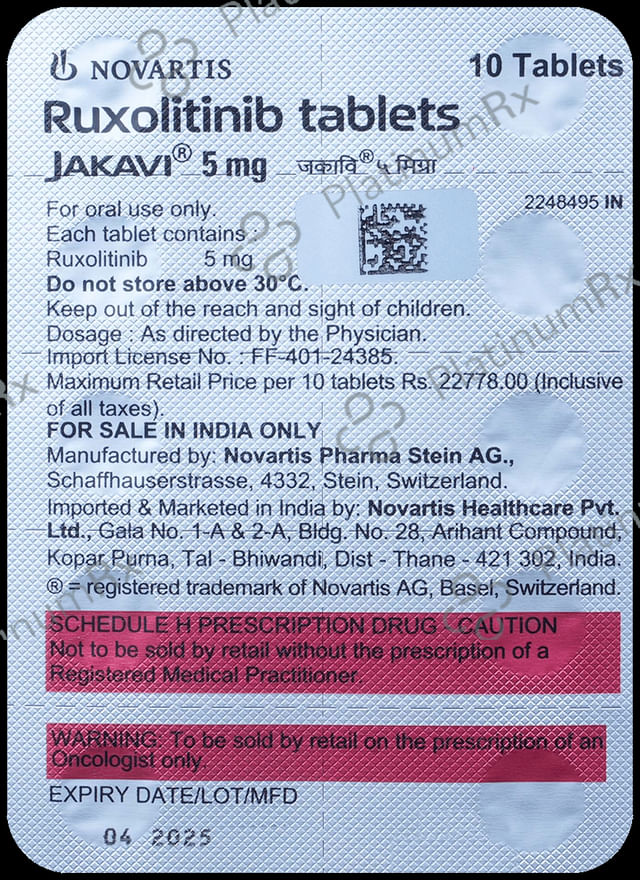 Jakavi 5mg Tablet 10 Tablet