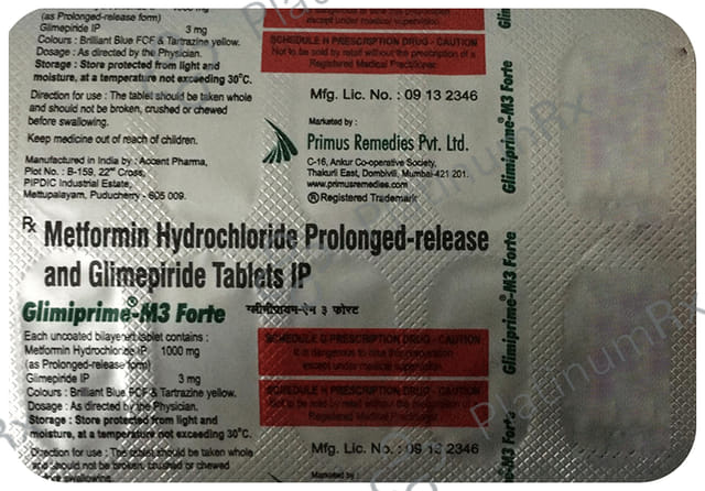Glimiprime M 3/1000mg Forte Tablet PR 10s