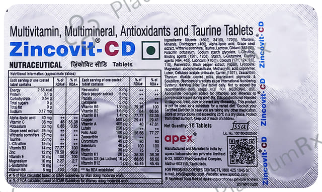 Zincovit CD Nutraceutical Tablet 10s