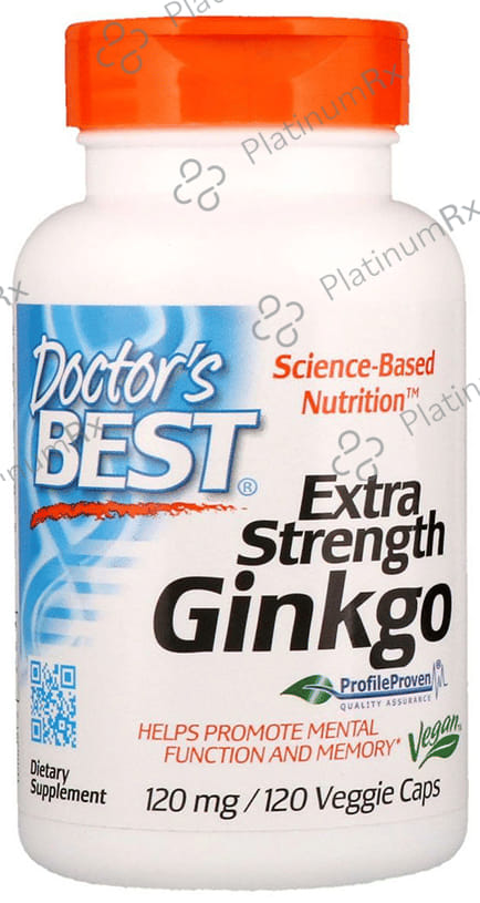 Doctor's Best Extra Strength Ginkgo 120mg Veggie Capsule - Promotes Mental Function & Memory