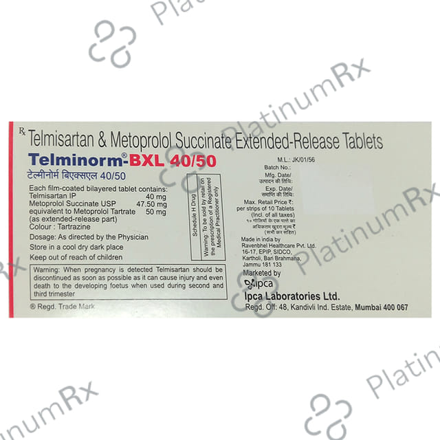 Telminorm Bxl 40/50mg Tablet ER 10s