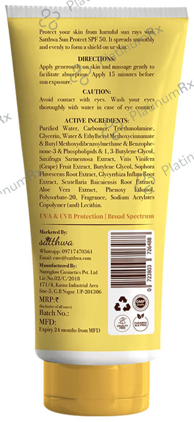 Satthwa Sun Protect SPF 50 PA+++ Cream 100ml