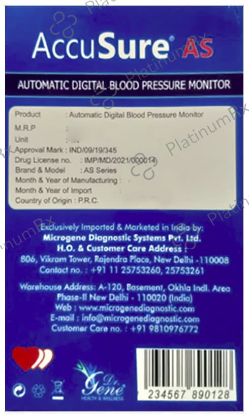 AccuSure AS Automatic Digital Blood Pressure Monitor