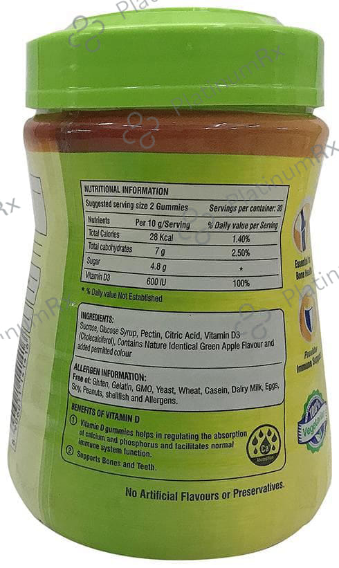 Sirus Vitamin D Green Apple Flavour Gummy 60s