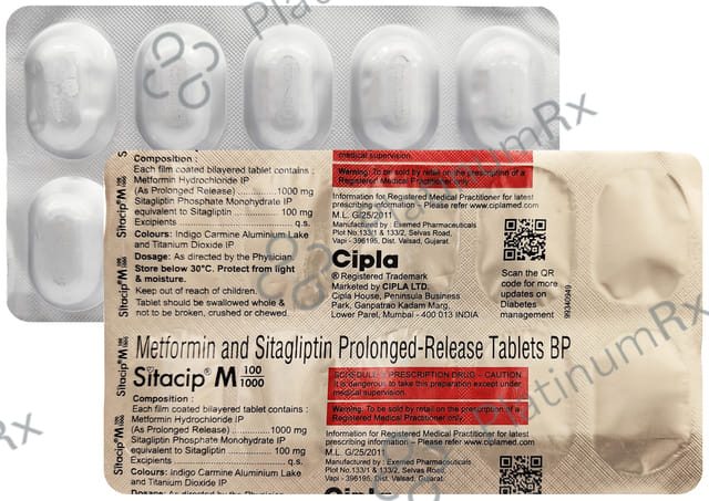 Sitacip M 100/1000mg Tablet PR 10s