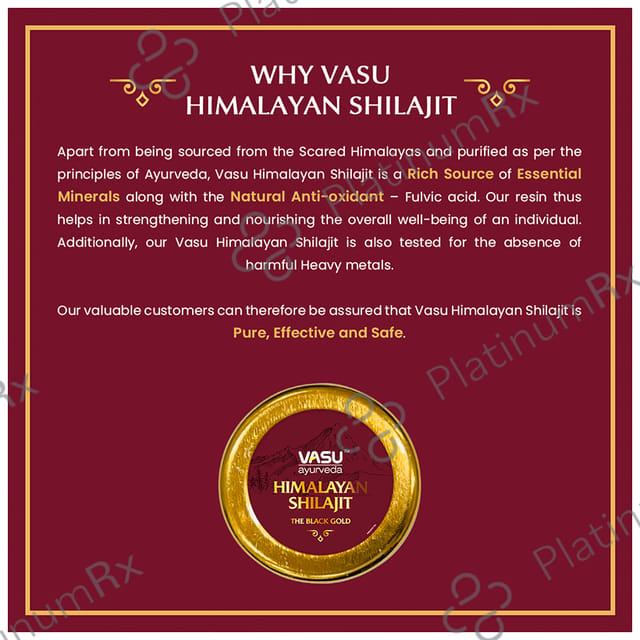 Vasu Ayurveda Himalayan Shilajit The Black Gold with Pure Honey 30gm Free 20gm