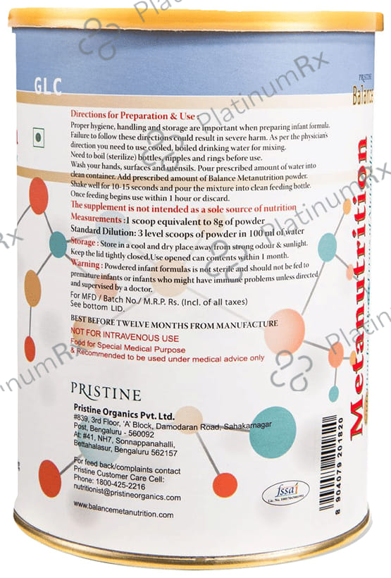 Pristine Balance Metanutrition GLC (Upto 3 Years) Powder Unflavoured