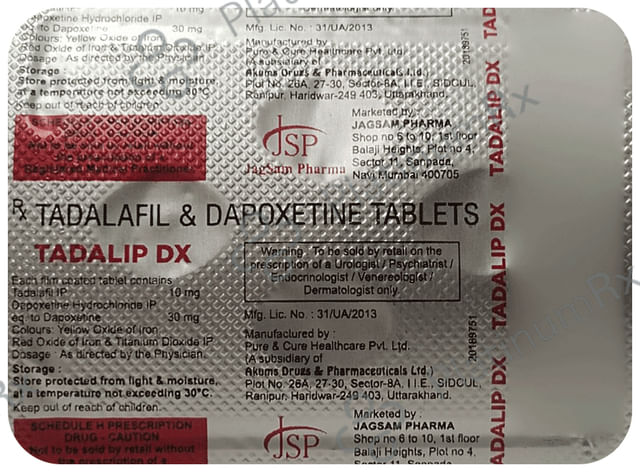 Tadalip DX 10/30mg Tablet 20s