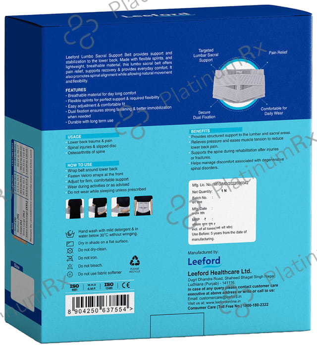 Leeford Lumbo Sacral Support Belt Large