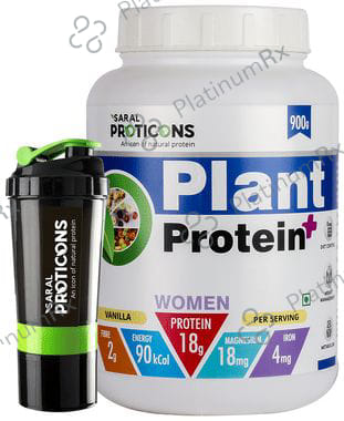 Saral Proticons Plant Protein+ Powder with Shaker Free Vanilla