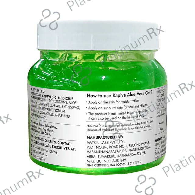 Pure Aloe Vera Gel 500g - Face & Hair - Hydrating, Moisturizing, Soothing- Multipurpose Gel Gel 500 gm
